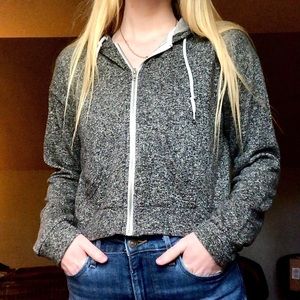 F21 cropped zip up sweatshirt